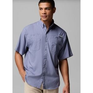 Columbia PFG Tamiami Short Sleeve Fishing Camping Outdoor Vented Shirt Blue